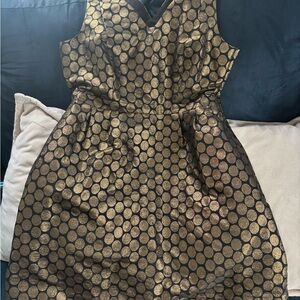 J. Crew Gold and Black Patterned Dress